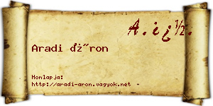 Aradi Áron névjegykártya